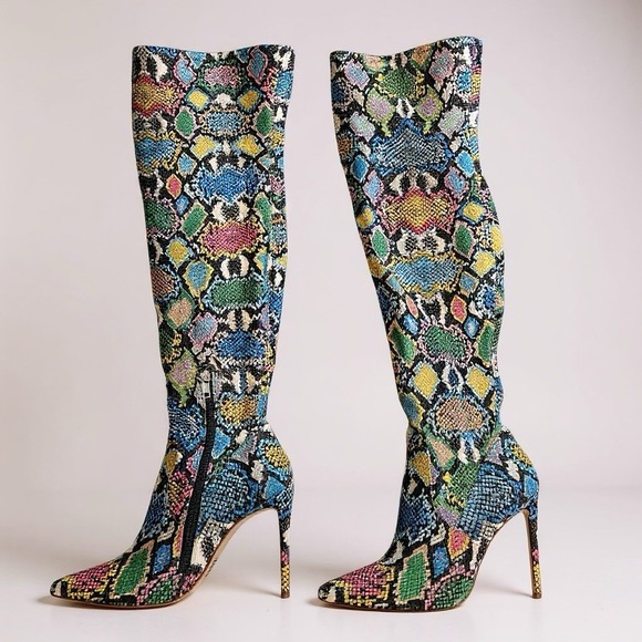 Steve Madden Shoes - Steve Madden Over the‎ knee boots Multicolor faux snakeprint pointy toe Size 6